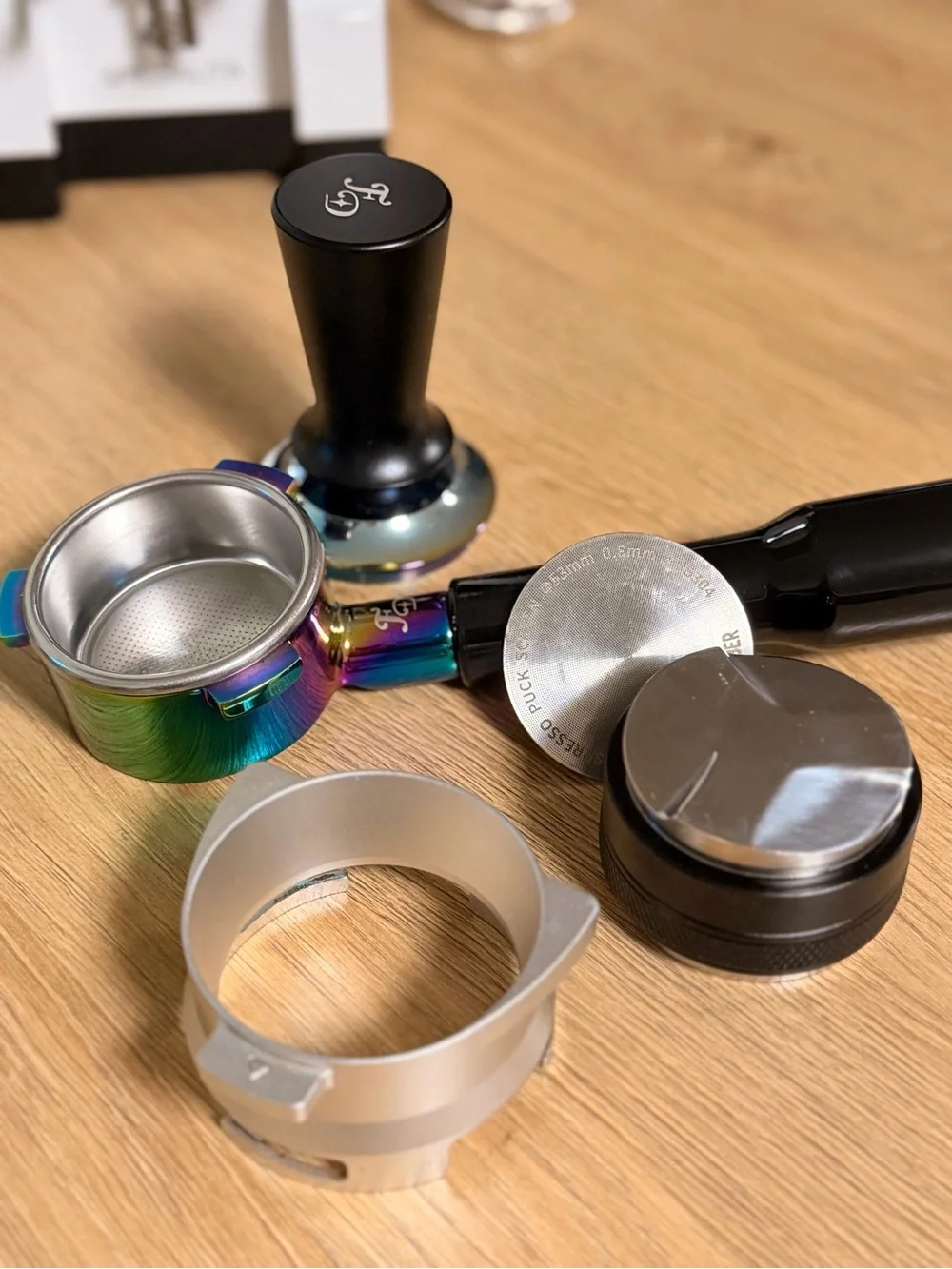 Espresso Portafilter Accessory Kit in Black and Rainbow